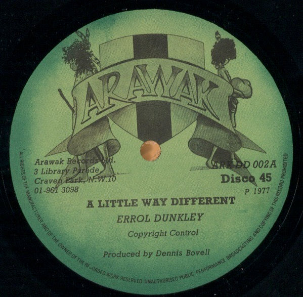 Image of Front Cover of 12" - /G+ - ERROL DUNKLEY / DREADFULL JULIO, A Little Way Different / Differentah (Arawak (Green Label); ARK DD 002, UK 1970s, Plain Sleeve), Lots of light marks but plays above grade., 07917157008 - 2416585C