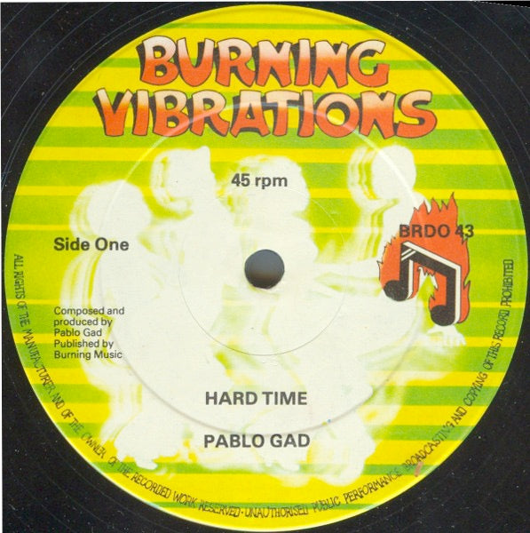 Image of Front Cover of 12" - VG/VG - PABLO GAD, Hard Time / Lighter Shade Of Black (Burning Vibrations; BRDO 43, UK 1980, Company Sleeve), Light lines only, plays VG+. SWOL. Light wear on company sleeve., - 4216218C