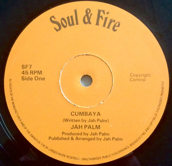 Image of Label Cover of 12" - VG/VG+ - JAH PALM, Cumbaya (Soul & Fire; SF 7, UK 1979, Company Sleeve), Ring wear and storage wear on sleeve., - 3216105C