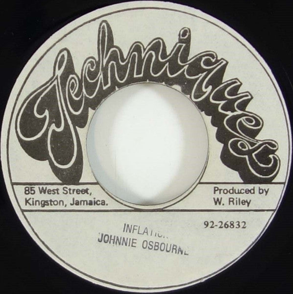 Image of Front Cover of 7" - /VG - JOHNNY OSBOURNE, Inflation (Techiques; , Jamaica 1970s), Large writing on label in marker pen, - 2316493C