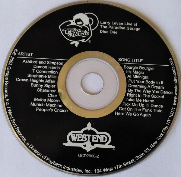 Image of Label Cover of 2xCD - VG+/EX - LARRY LEVAN, Recorded Live at the Legendary Paradise Garage (Garage; GCD-2000, US 2003 Reissue, Digipak), , - 1756038S
