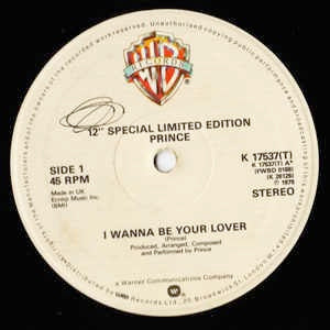 Image of Front Cover of 12" - VG/VG+ - PRINCE, I Wanna Be Your Lover (WB; K17537T, UK 1979, Company Sleeve), , - 4316774C
