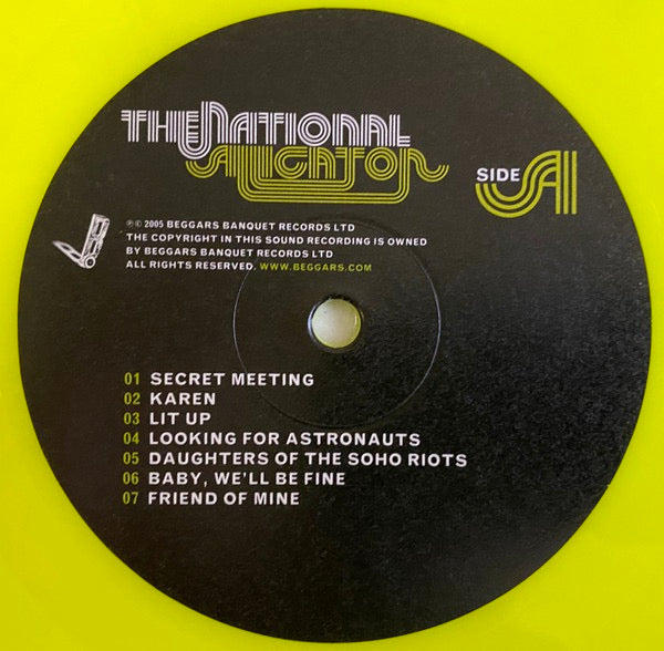 Image of Label Cover of LP - NEW/NEW - THE NATIONAL, Alligator (Beggars Banquet; BBQLP241, UK 2011 Reissue, Inner, 180 Gram Lime Green Vinyl), , Alligator is the third studio album by American indie rock band The National, released on April 12, 2005 on Beggars Banquet. Recorded and produced by Peter Katis and Paul Mahajan, the album brought The National critical acclaim and increased their fanbase significantly. - 0616276C
