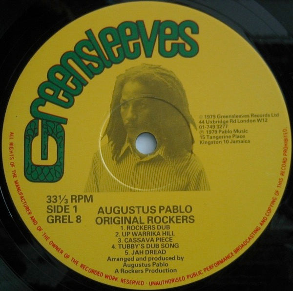 Image of Label Cover of LP - G+/G+ - AUGUSTUS PABLO, Original Rockers (Greensleeves Records; GREL 8, UK 1970s Reissue, Stereo), Very conservative grading : disc shows a lot of light lines, plays pretty much VG+ throughout. Sleeve is partially split on spine, looks great otherwise. , - 2316139C