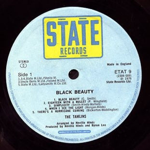 Image of Label Cover of LP - VG+/VG+ - THE TAMLINS, Black Beauty (State Records; ETAT 9, UK 1976), , - 3726088E