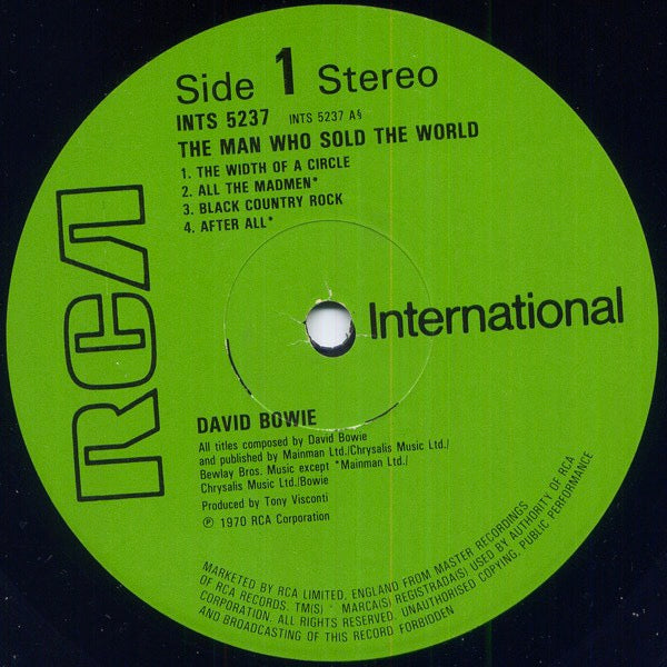 Image of Label Cover of LP - VG/VG+ - DAVID BOWIE, The Man Who Sold the World (RCA International Green; INTS 5237, UK 1983 Reissue), Edgewear. , - 2526443E