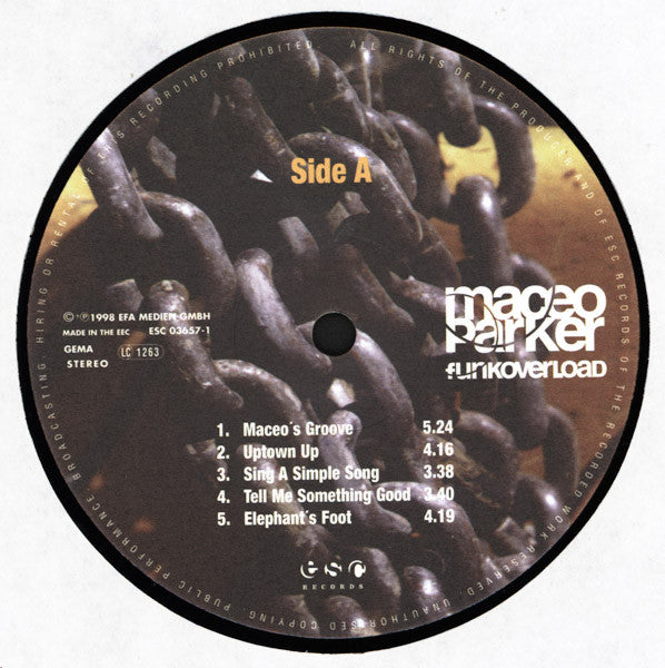 Image of Label Cover of 0825509E: LP - MACEO PARKER, Funkoverload (ESC; ESC 03657-1, Germany 1998) VG/VG