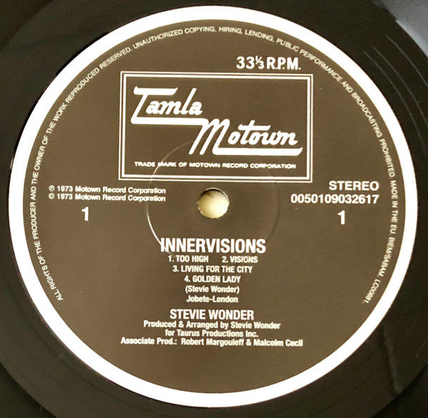 Image of Label Cover of LP - NEW/NEW - STEVIE WONDER, Innervisions (Tamla Motown; 903261, UK 2000s Reissue, Gatefold, 180 Gram Vinyl), , - 0516347C