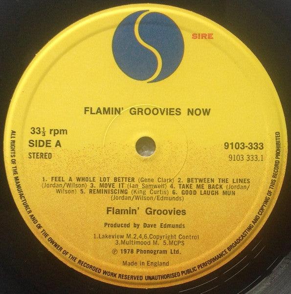 Image of Label Cover of LP - VG+/VG+ - FLAMIN' GROOVIES, Now (Sire; 9103-333, UK 1978, Inner), , - 3025015E