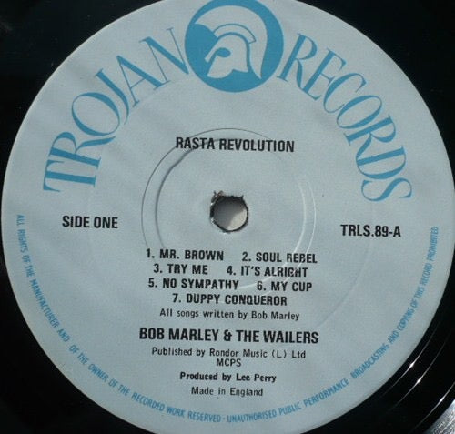 Image of Label Cover of LP - VG/VG - BOB MARLEY AND THE WAILERS, Rasta Revolution (Trojan Blue; TRLS89, UK 1976 Reissue), , - 3526211E