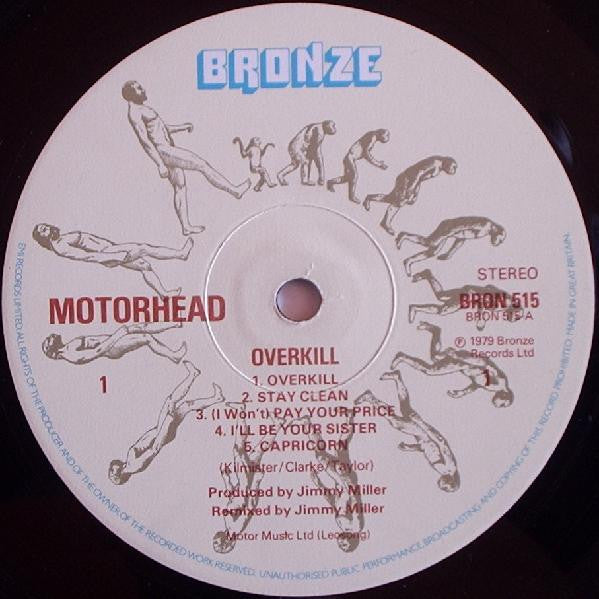 Image of Label Cover of LP - VG/VG - MOTORHEAD, Overkill (Bronze; BRON 515, UK 1979), Couple of long but light scratches on side2, edge & ring wear, - 4446022S