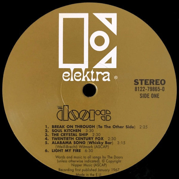 Image of Label Cover of LP - NEW/NEW - THE DOORS, The Doors (Rhino; 0081227986506, Europe 2009 Reissue, Company Inner, 180 Gram Vinyl Stereo), , First released in January 1967, The Doors is one of rock music's most famous debuts. It delivered the number 1 signature smash Light My Fire, plus Break On Through, The Crystal Ship, and The End. The Doors' revolutionary self-titled debut LP instantly won over fans and critics alike, heralding the arrival of one of rock's all-time most original bands. Through five
