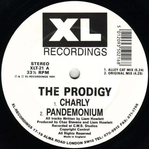 Image of Label Cover of 12" - G+/G+ - THE PRODIGY, Charly (XL Recordings ; XLT 21, UK 1991, Picture Sleeve), WOL, WOS. Light marks only, just several of them., - 2426070E