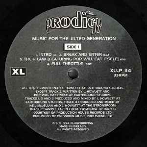 Image of Label Cover of 2xLP - NEW/NEW - THE PRODIGY, Music For The Jilted Generation (XL Recordings; XLLP114, UK 2008 Reissue, Gatefold), , The Prodigy's response to the sweeping legislation and crackdown on raves contained in 1994's Criminal Justice Bill is an effective statement of intent. Pure sonic terrorism, Music for the Jilted Generation employs the same rave energy that charged their debut, Experience, up the charts in Britain, but yokes it to a cause other than massive drug intake. Compared to the