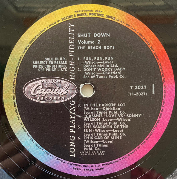Image of Label Cover of LP - VG/VG - THE BEACH BOYS, Shut Down Vol 2 (Capitol; T 2027, UK 1964, Laminated Front Sleeve, Mono), , - 3226313E