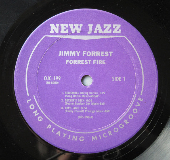 Image of Label Cover of LP - VG+/VG+ - JIMMY FORREST, Forrest Fire (Prestige; OJC199, US 1985 Reissue), One light hairline each side. Sleeve still in opened shrink., - 4126001E