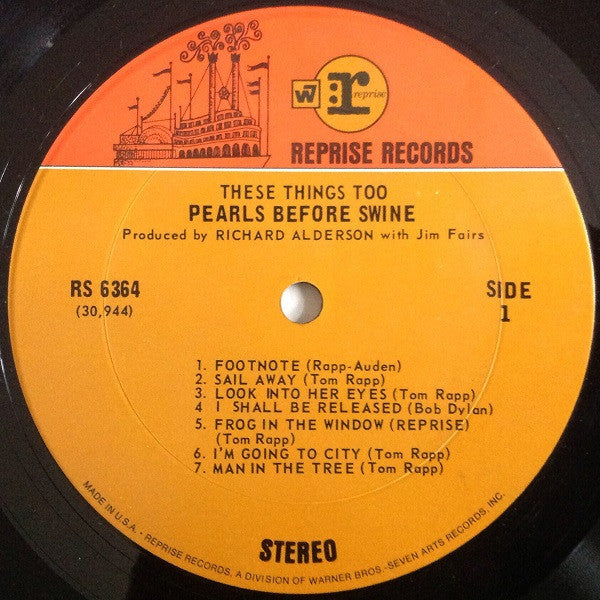 Image of Label Cover of LP - VG/VG+ - PEARLS BEFORE SWINE, These Things Too (Reprise; RS6364, US 1969, Terre Haute pressing), Cut-out (Corner cut), Company Inner, - 2226230E