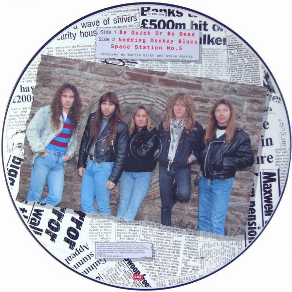 Image of Back Cover of 12" - /VG+ - IRON MAIDEN, Be Quick Or Be Dead (EMI; 2047640, UK 1992, Clear Plastic Sleeve with card i, Picture Disc), Missing the backing card, - 4425324E