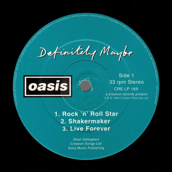 Image of Label Cover of 2xLP - VG/VG+ - OASIS, Definitely Maybe (Creation; CRE LP 169, UK 1994, Gatefold, Damont Pressing), Light edge and ring wear on sleeve. Very nice clean discs, strong VG+., - 3946325S