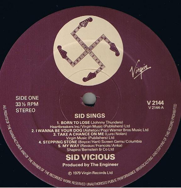 Image of Label Cover of LP - G+/G+ - SID VICIOUS, Sid Sings (Virgin; V 2144, UK 1979, Inner, No Poster), Light hairlines, Sleeve a bit worn round the edges with some sticker damage, - 2316330C