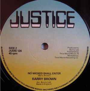 Image of Back Cover of 3814043C: 12" - BARRY BROWN, Big Big Politician / No Wicked Shall Enter (Justice; JUDIS126, UK 1979, Plain Sleeve) Lots of marks. /G