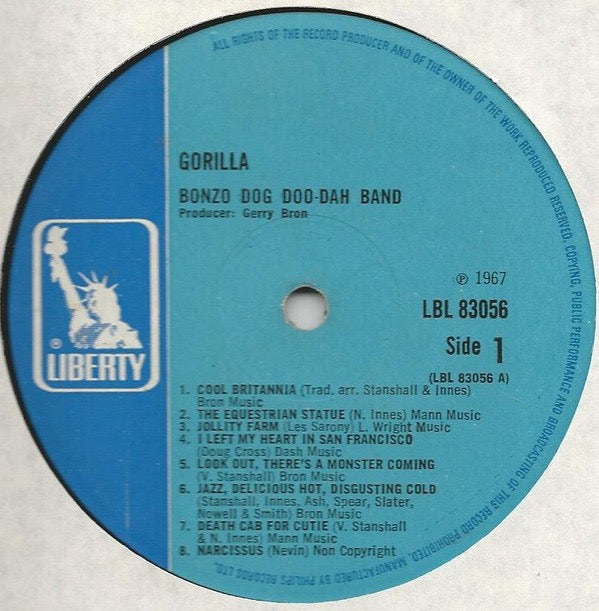 Image of Label Cover of LP - VG/G - BONZO DOG BAND, Gorilla (Liberty; LBL 83056, UK 1967, Laminated Sleeve, Booklet, Mono), , - 3116182C