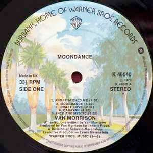 Image of Label Cover of 0646085S: LP - VAN MORRISON, Moondance (WB Burbank with w Logo on Rim; K 46040, UK 1976 Reissue) Scuffs, edge wear VG/VG