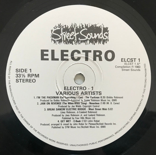 Image of Label Cover of LP - VG/VG - VARIOUS, Street Sounds Electro 1 (Street Sounds; ELCST 1, UK 1983), Some superficial parallel marks to disc., - 3116465C