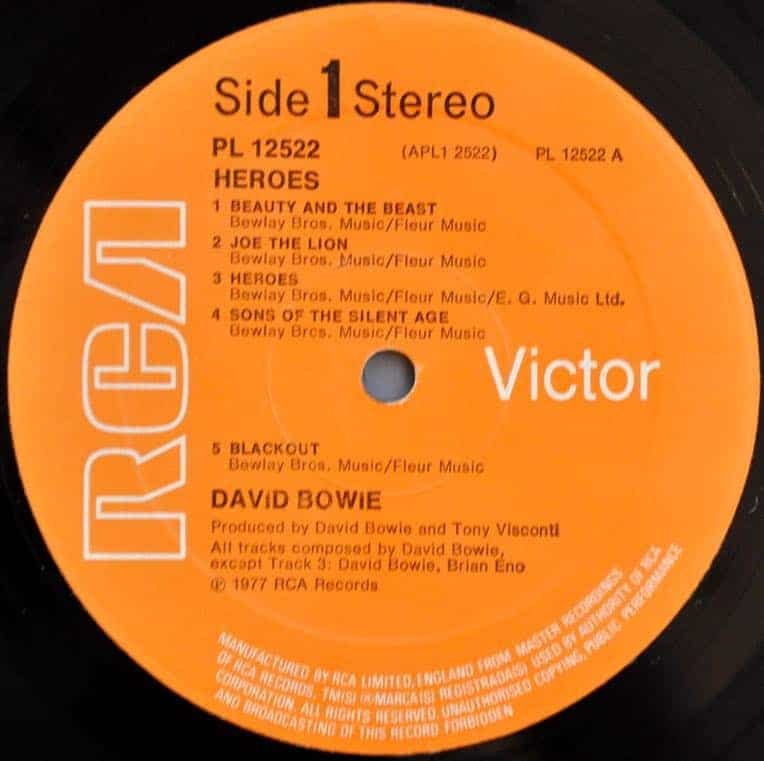 Image of Label Cover of LP - VG+/VG+ - DAVID BOWIE, Heroes (RCA Orange Large Pressing Ring; PL12522, UK 1977, Non-Laminated Sleeve, Insert, HEROES On Label), , - 4446198S