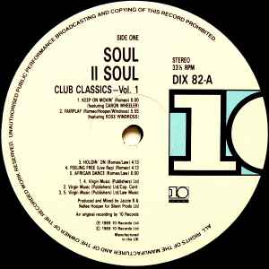 Image of Label Cover of LP - VG+/EX - SOUL II SOUL, Club Classics Vol. One (10 Records; DIX 82, UK 1989, Glossy Sleeve, Inner), , - 2326160E