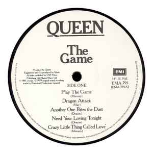 Image of Label Cover of LP - G+/VG - QUEEN, The Game (EMI; EMA 795, UK 1980, Silvered Sleeve, Inner With Rounded Corners), , - 2526124E