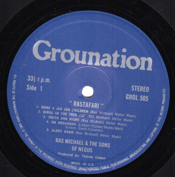 Image of Label Cover of LP - VG+/VG+ - RAS MICHAEL & SONS OF NEGUS, Rastafari (Grounation; GROL 505, UK 1975, Gatefold), Signed Inside Gatefold, A few Small Marks On Back Sleeve. Record Looks Unplayed, No Spindle Marks. Lovely Copy., - 3746289S