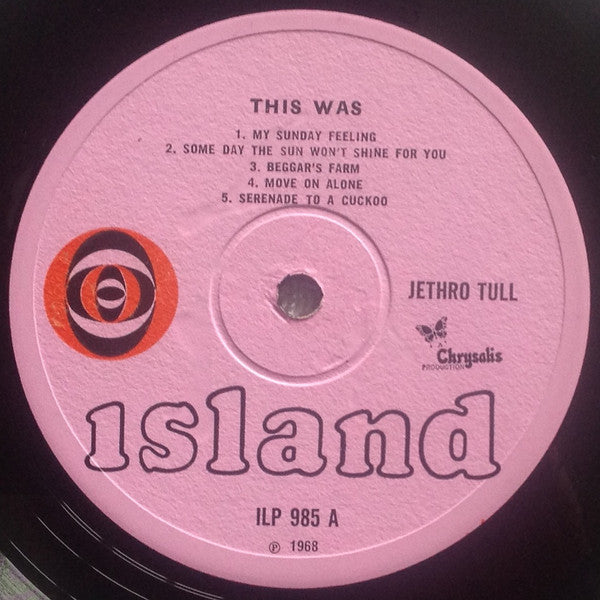 Image of Label Cover of LP - VG/G+ - JETHRO TULL, This Was (Island Pink/Orange And Black Eye Logo; ILP985, UK 1968, Laminated Gatefold Sleeve, Mono), , - 3126246E