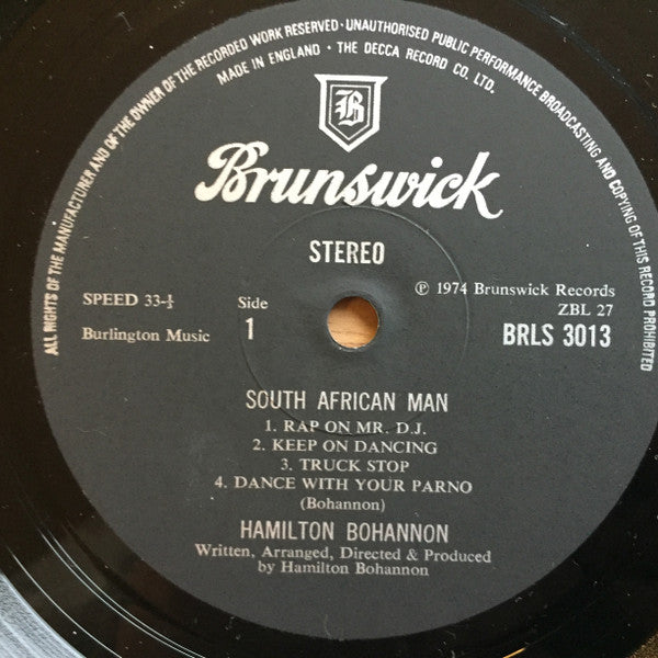 Image of Label Cover of LP - VG/EX - HAMILTON BOHANNON, South African Man (Brunswick; BRLS 3013, UK 1975, Laminated Front Sleeve), Creasing on sleeve., - 4246273S