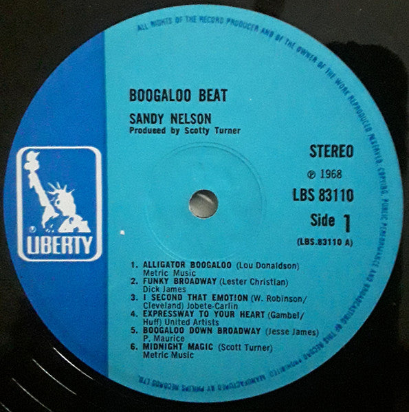 Image of Label Cover of LP - VG/VG - SANDY NELSON, Boogaloo Beat (Liberty; LBS83110E, UK 1968, Laminated Sleeve, Stereo), , - 0626251E