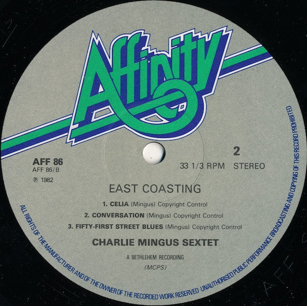 Image of Label Cover of LP - VG/VG - CHARLIE MINGUS SEXTET, East Coasting (Affinity ; AFF 86, UK 1982 Reissue), , - 2516494C