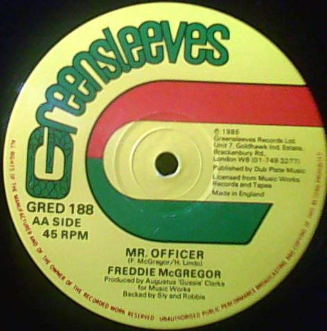Image of Back Cover of 0516147C: 12" - FREDDIE MCGREGOR AND DENNIS BROWN, Raggamuffin / Mr. Officer (Greensleeves Records; GRED 188, UK 1985, Company Sleeve) VG/VG+