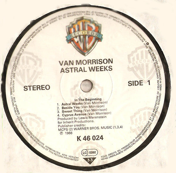Image of Label Cover of LP - VG/VG - VAN MORRISON, Astral Weeks (Midi; MID26004, Germany 1980s Reissue, Original Rock Classics series), , - 4326335E