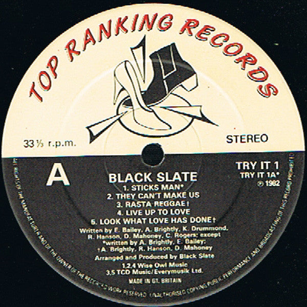 Image of Label Cover of 2xLP - G+/VG - BLACK SLATE, Six Plus One (Vocal + Dub) (Top Ranking Records; TRY IT 1, UK 1982), Conservative grading, vinyl close to VG+, - 2846290S