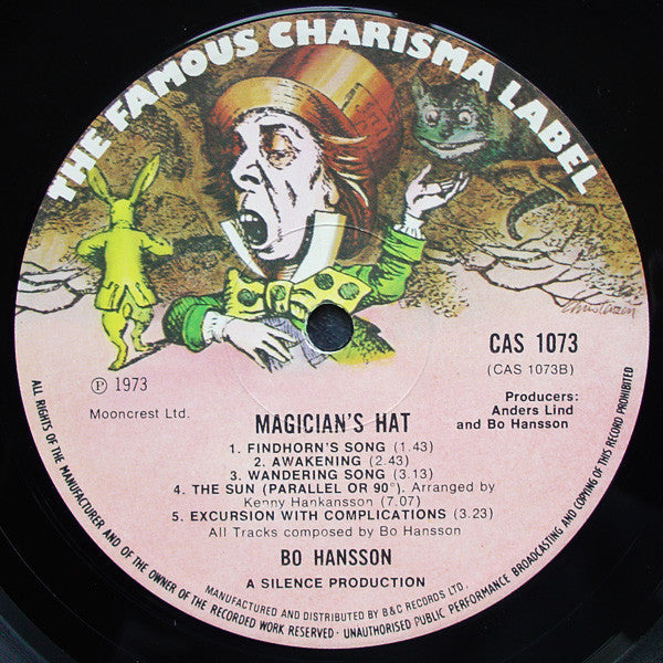 Image of Label Cover of LP - VG/VG+ - BO HANSSON, Magician's Hat (Charisma Hatter B & C Marketing; CAS1073, UK 1973), , - 0846290S