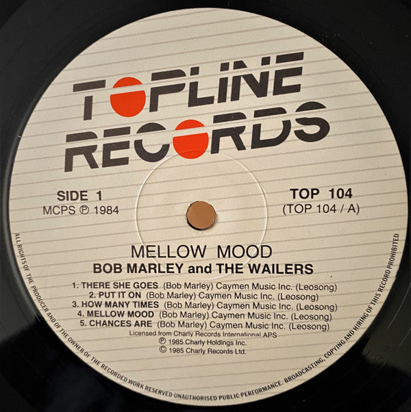 Image of Label Cover of LP - VG/VG - BOB MARLEY AND THE WAILERS, Mellow Mood (Topline Records; TOP 104, UK 1984), Light wear on sleeve, - 4126476E