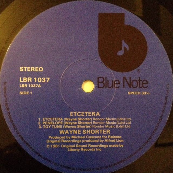 Image of Label Cover of LP - VG/VG - WAYNE SHORTER, Etcetera (Blue Note; LBR 1037, UK 1981), , - 3126193E