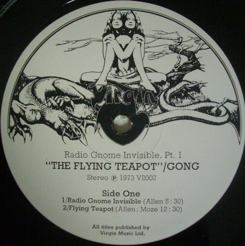 Image of Label Cover of LP - VG/VG - GONG, Radio Gnome Invisible Part 1 - Flying Teapot (Virgin B&W Drawing; V2002, UK 1973, Gatefold), Strong VG - Hairlines, edge wear, - 2546007S