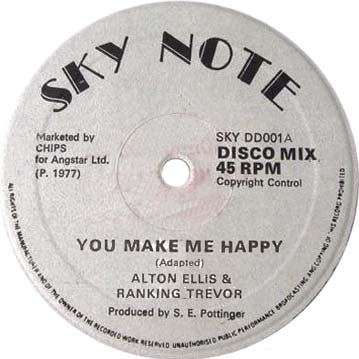 Image of Front Cover of 12" - /G+ - ALTON ELLIS & RANKING TREVOR, You Make Me Happy (Sky Note; SKYDD001, UK 1977), , - 2746162S