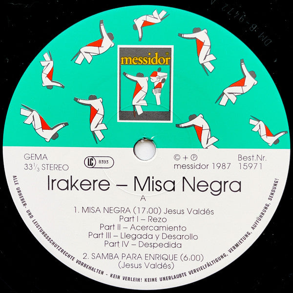 Image of Label Cover of LP - VG/VG+ - IRAKERE, Misa Negra (Messidor; 15971, Germany 1987, Picture Sleeve), , - 2826117E
