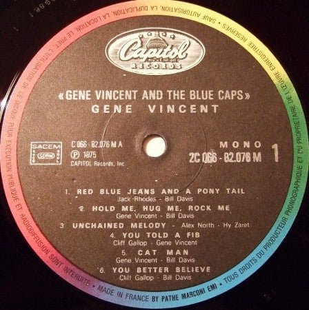 Image of Label Cover of 2625248E: LP - GENE VINCENT AND THE BLUE CAPS, Gene Vincent and the Blue Caps (Capitol ; T811, France 1976 Reissue) G+/G+