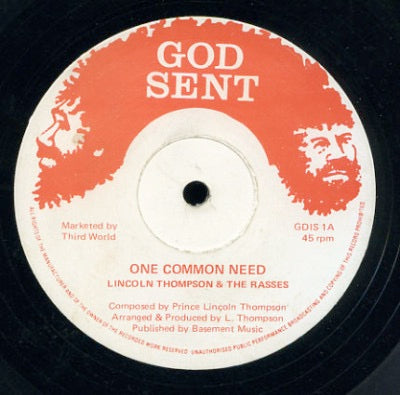 Image of Front Cover of 12" - /VG - LINCOLN THOMPSON & THE RASSES, One Common Need (God Sent Records; GDIS 1, UK 1980s), Covered in marks and scuffs, looks G+, sounds strong VG or better, loud and clear! SWOL., - 5115142C