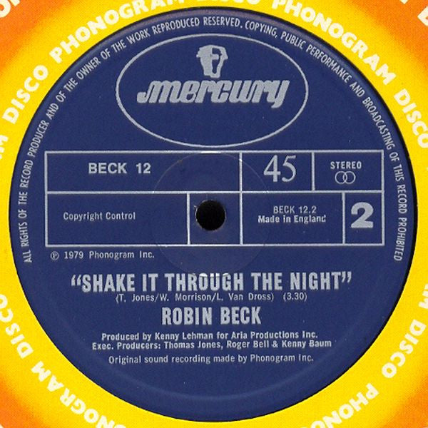Image of Back Cover of 12" - VG/VG - ROBIN BECK, Sweet Talk (Long Version) // Shake It Through The Night (Mercury; BECK 12, UK 1979, Company Sleeve), , - 2446197S
