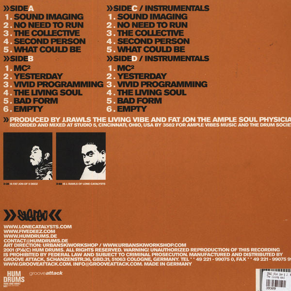 Image of Back Cover of LP - VG/VG - 3582, Living Soul (Hum Drums; HD 002, Germany 2002, Insert), , - 0946145S