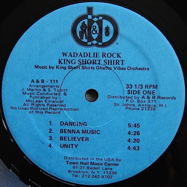 Image of Label Cover of LP - VG+/VG+ - KING SHORT SHIRT, Wadadlie Rock - The Monarch (A & B Records; A & B 111, Antigua 1981), Sleeve in shrink., - 3515125C